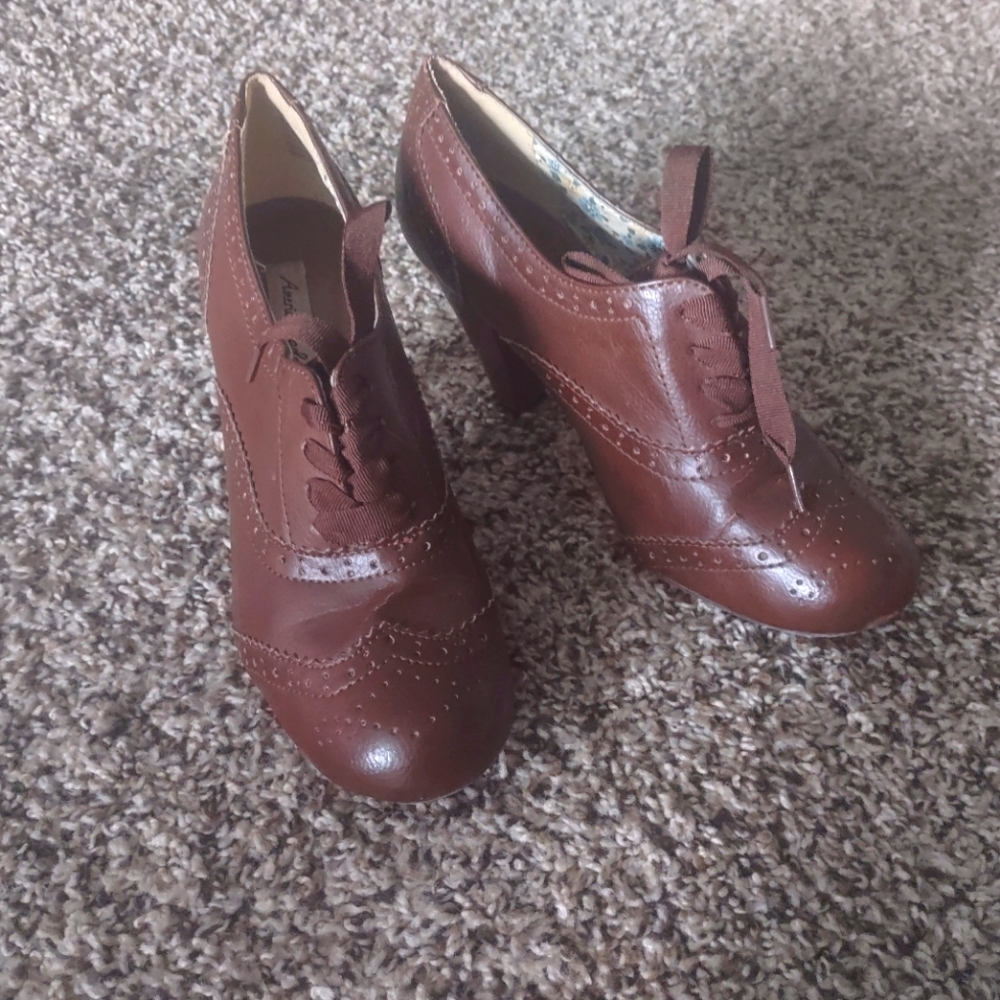 Brown heeled booties